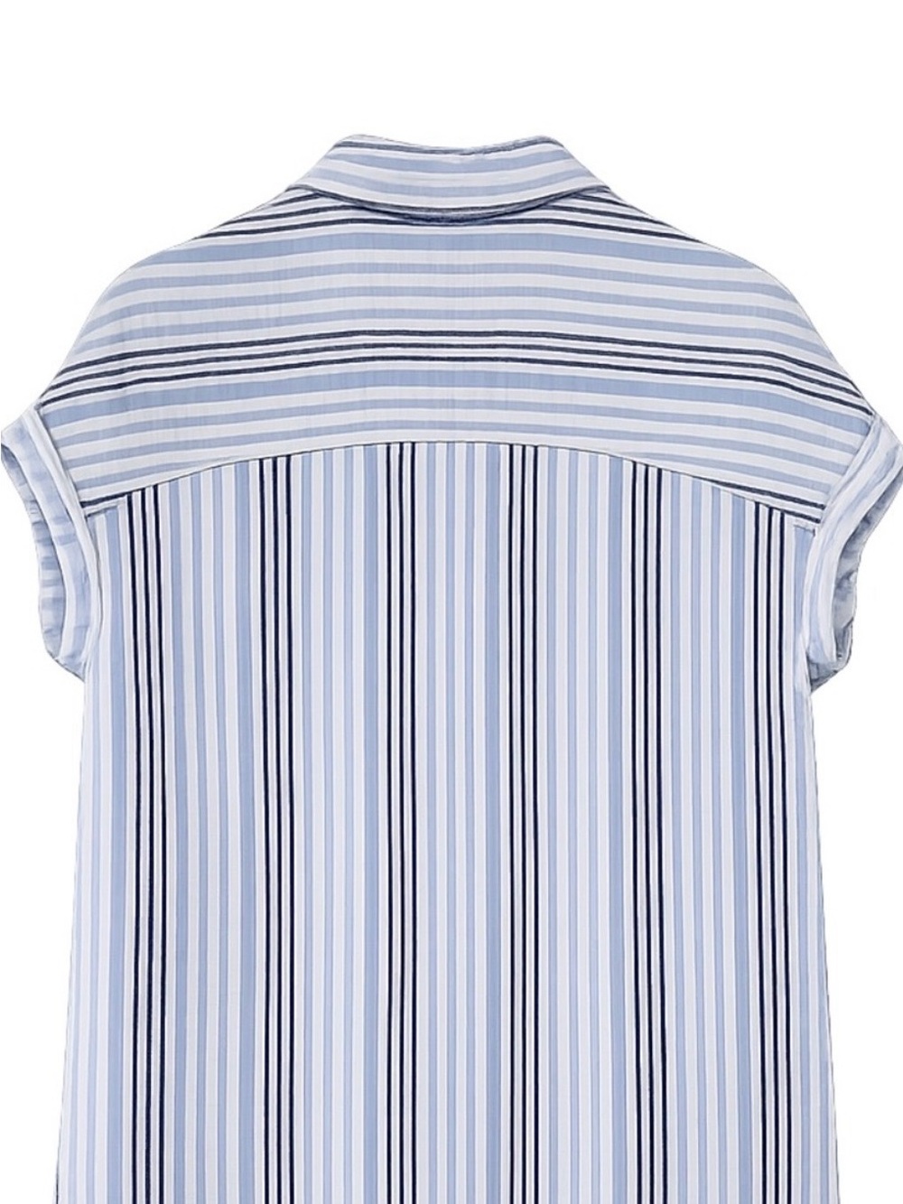 Lola River Blue Striped Button Down Shirt Medium 100% Cotton Short Sleeve - Picture 2 of 2